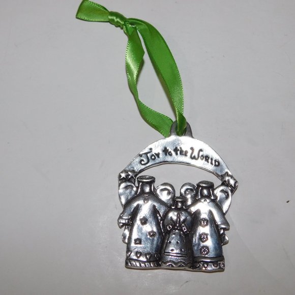 2004 Basic Spirit Joy to the World Pewter Angels Christmas Ornament 3.75" - Picture 2 of 3